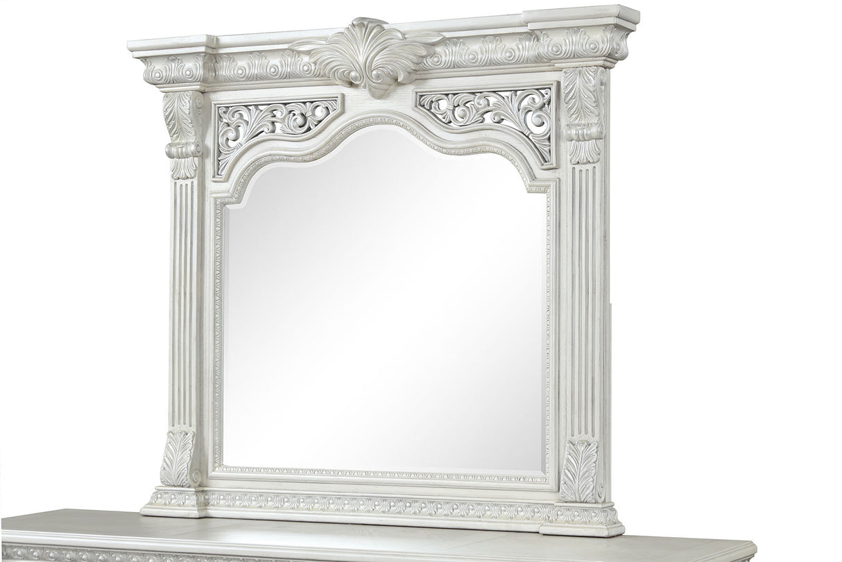 Promenade Wire Brushed White Mirror (Mirror Only) from Furniture of America - Luna Furniture