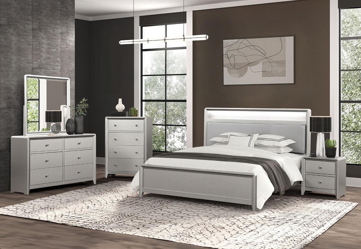Bryne Champagne LED King Bed from Furniture of America - Luna Furniture