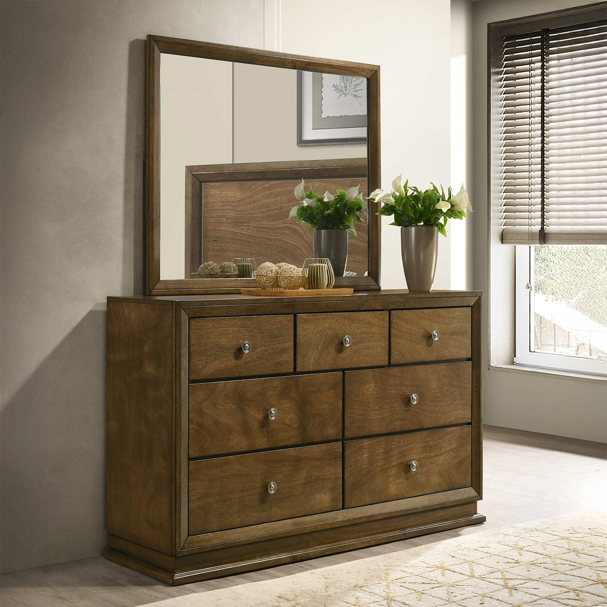 Kirkham Walnut 7-Drawer Dresser from Furniture of America - Luna Furniture