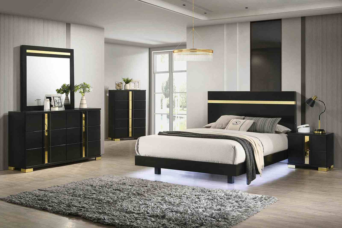 Lillestrom Black/Gold Dresser from Furniture of America - Luna Furniture