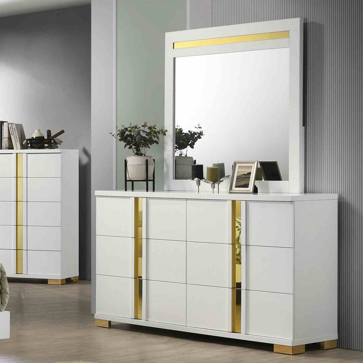 Lillestrom White/Gold Contemporary Youth Bedroom Set from Furniture of America - Luna Furniture