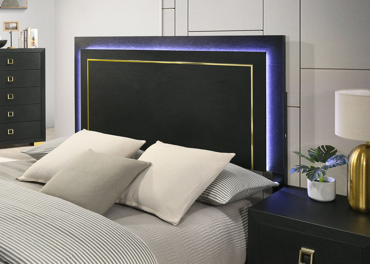 Latimer Black LED King Panel Bed from Furniture of America - Luna Furniture