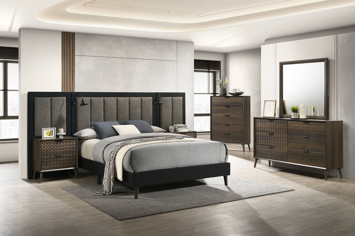 Chalfont Dark Brown King Panel Bed from Furniture of America - Luna Furniture