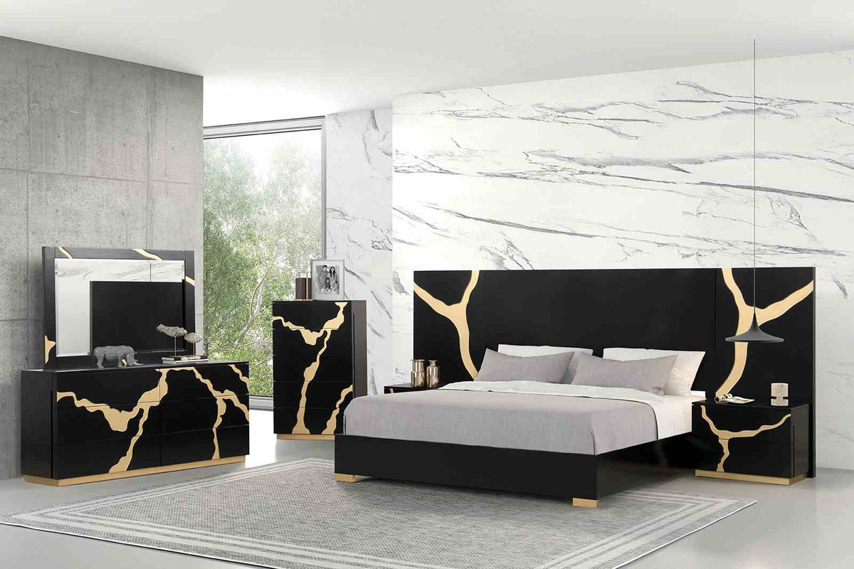 Goldsberg Black/Gold Wall Panel (2 Pc) from Furniture of America - Luna Furniture