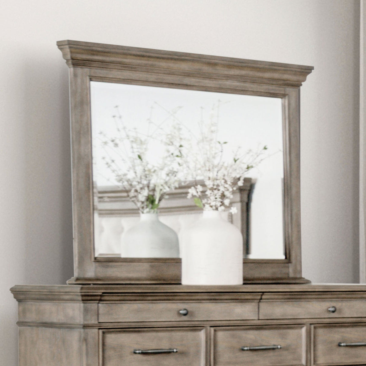 Philomath Aged Oak Mirror (Mirror Only) from Furniture of America - Luna Furniture