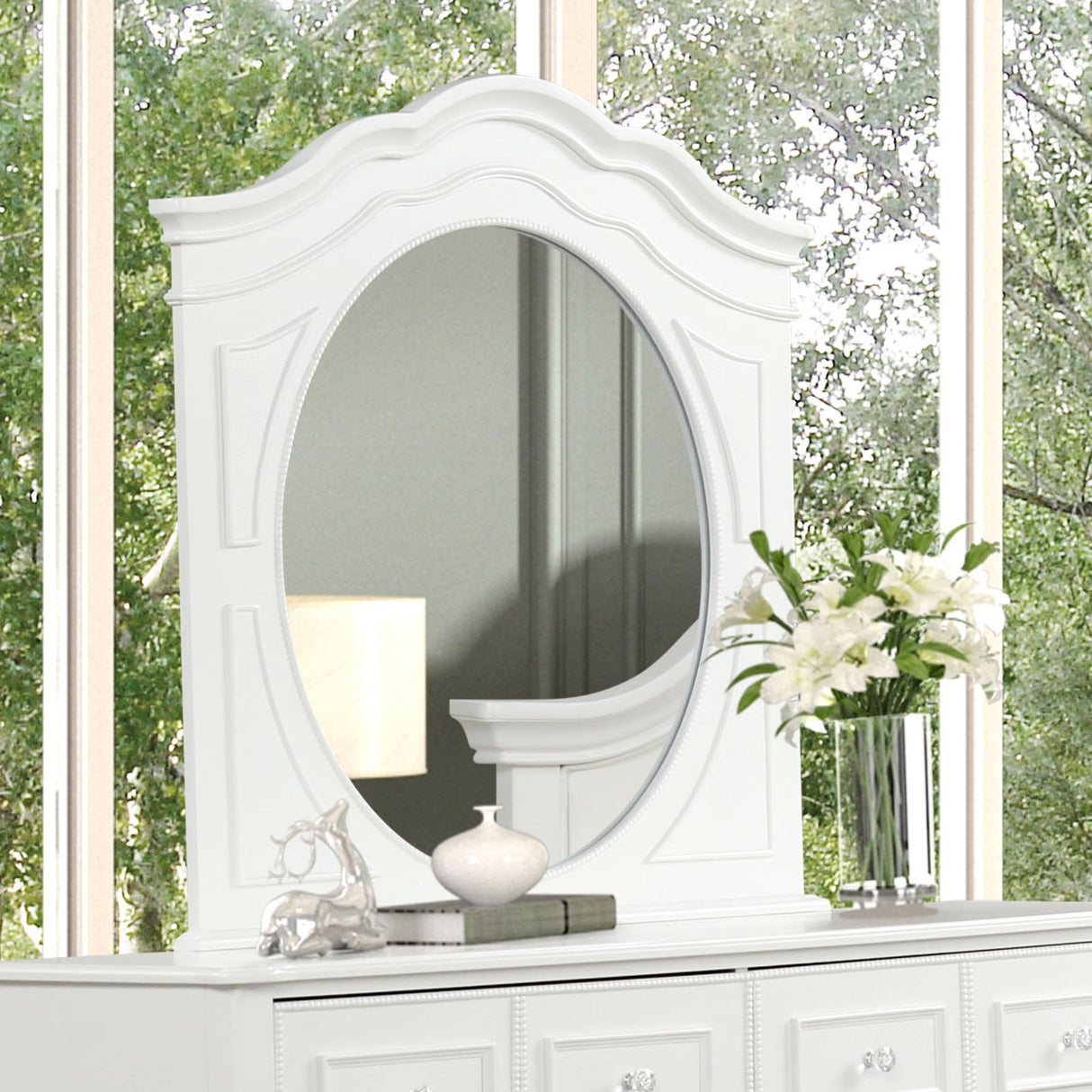 Naucalpan White Mirror (Mirror Only) from Furniture of America - Luna Furniture