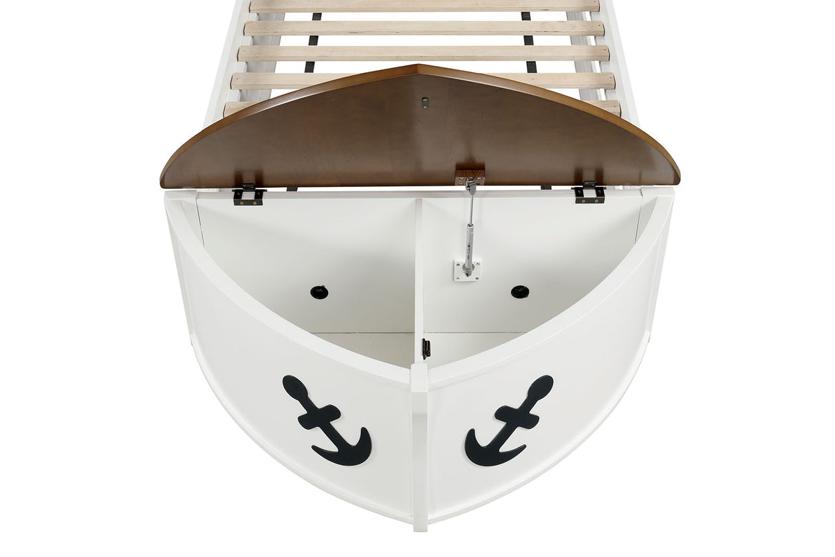 Poseidon White/Oak Twin Captain Bed from Furniture of America - Luna Furniture