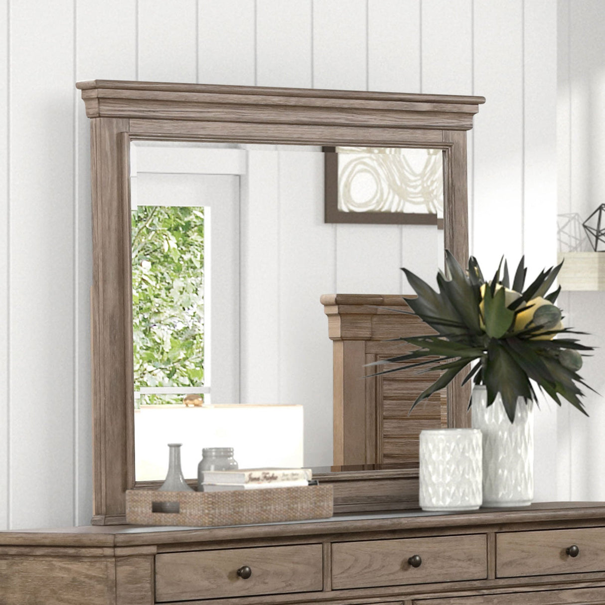 Sheringham Weathered Gray Mirror (Mirror Only) from Furniture of America - Luna Furniture
