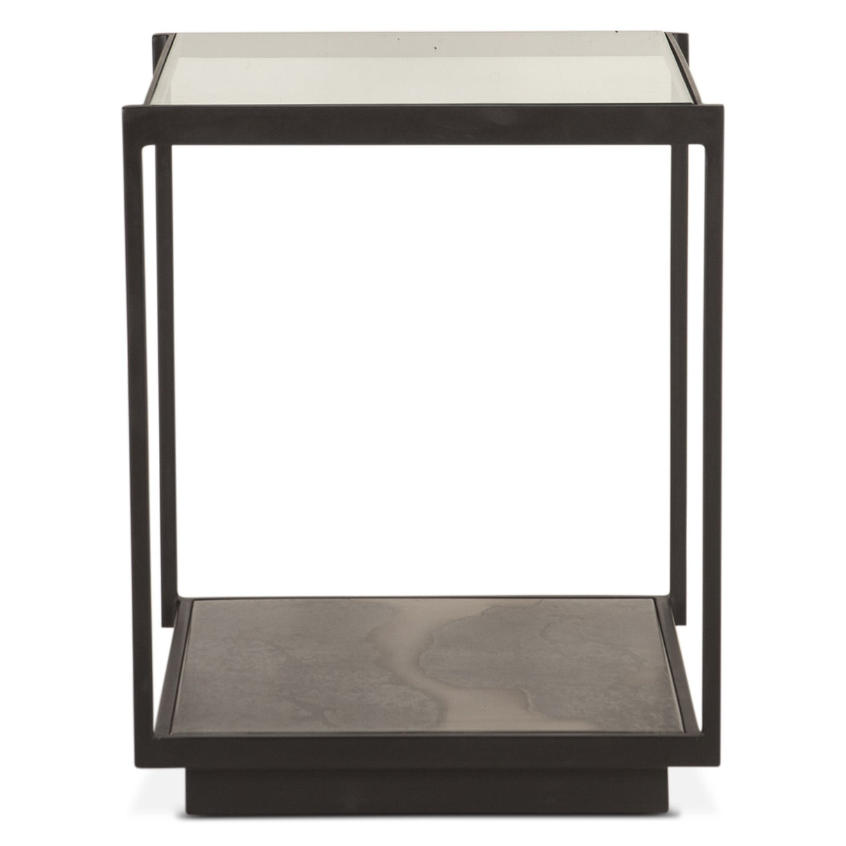 Moab 18" Side Table with Glass Top in Oxidized Black from Home Trends & Design - Luna Furniture
