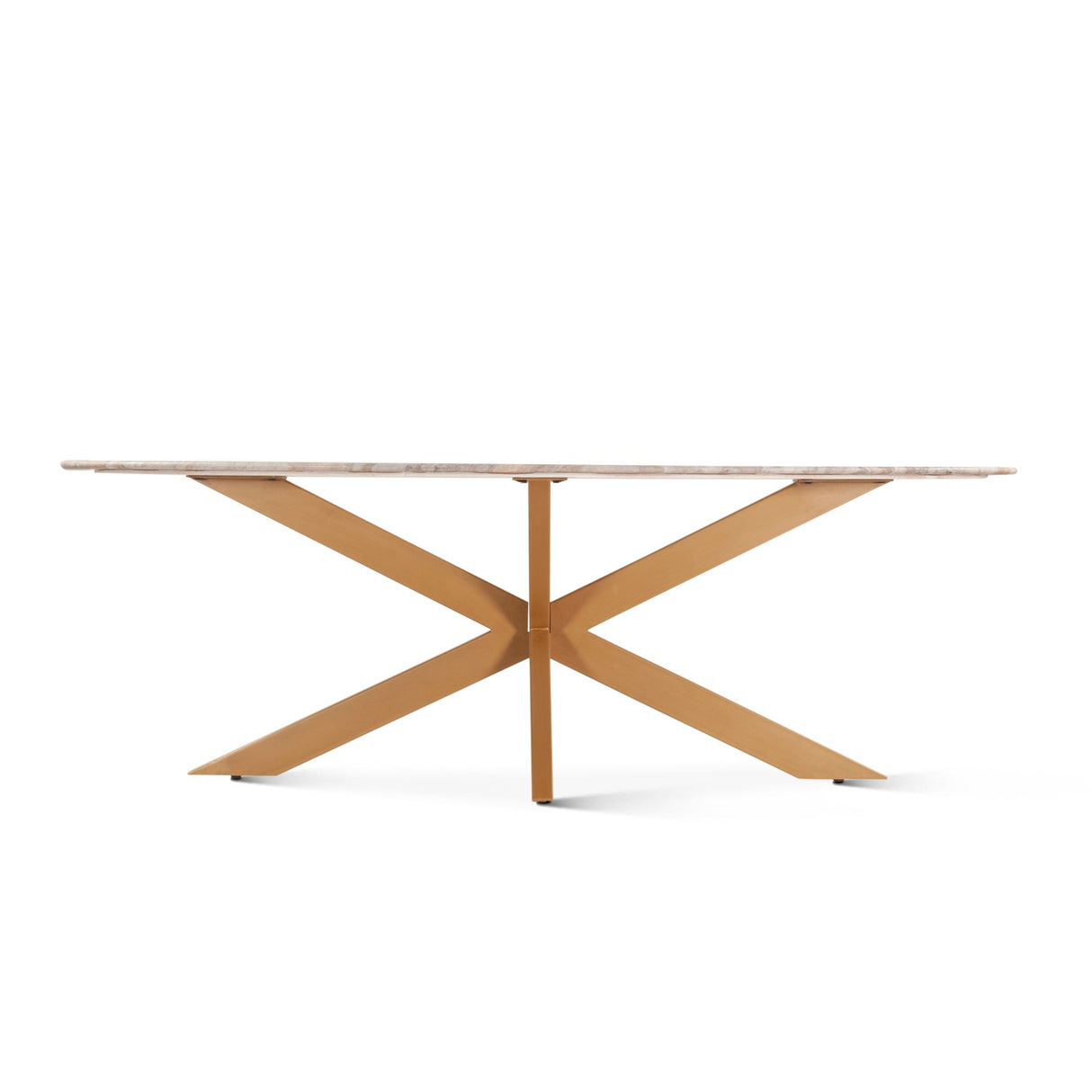 Malibu 90" Oval Dining Table in Sawar Marble with Antique Gold Base from Home Trends & Design - Luna Furniture