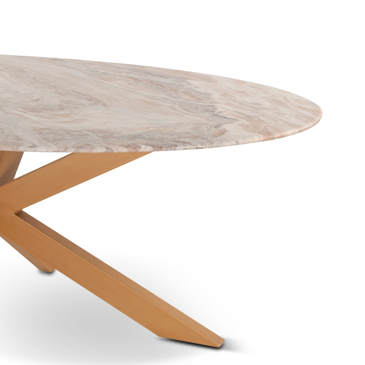 Malibu 90" Oval Dining Table in Sawar Marble with Antique Gold Base from Home Trends & Design - Luna Furniture