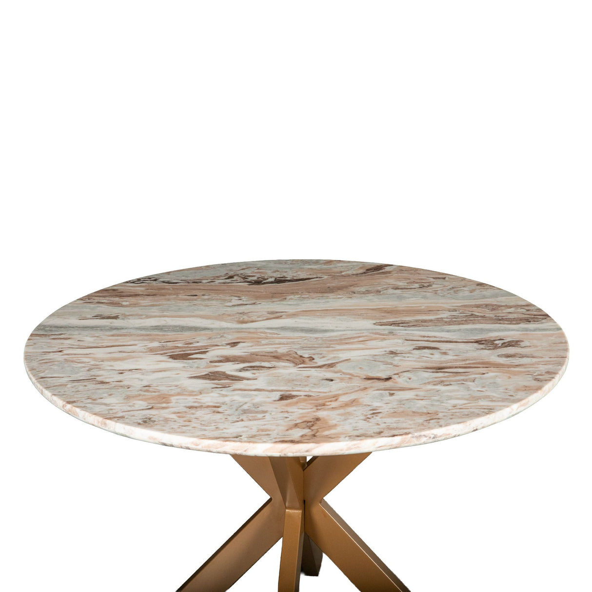 Malibu Antique Gold Sawar Marble Top Round Table from Home Trends & Design - Luna Furniture