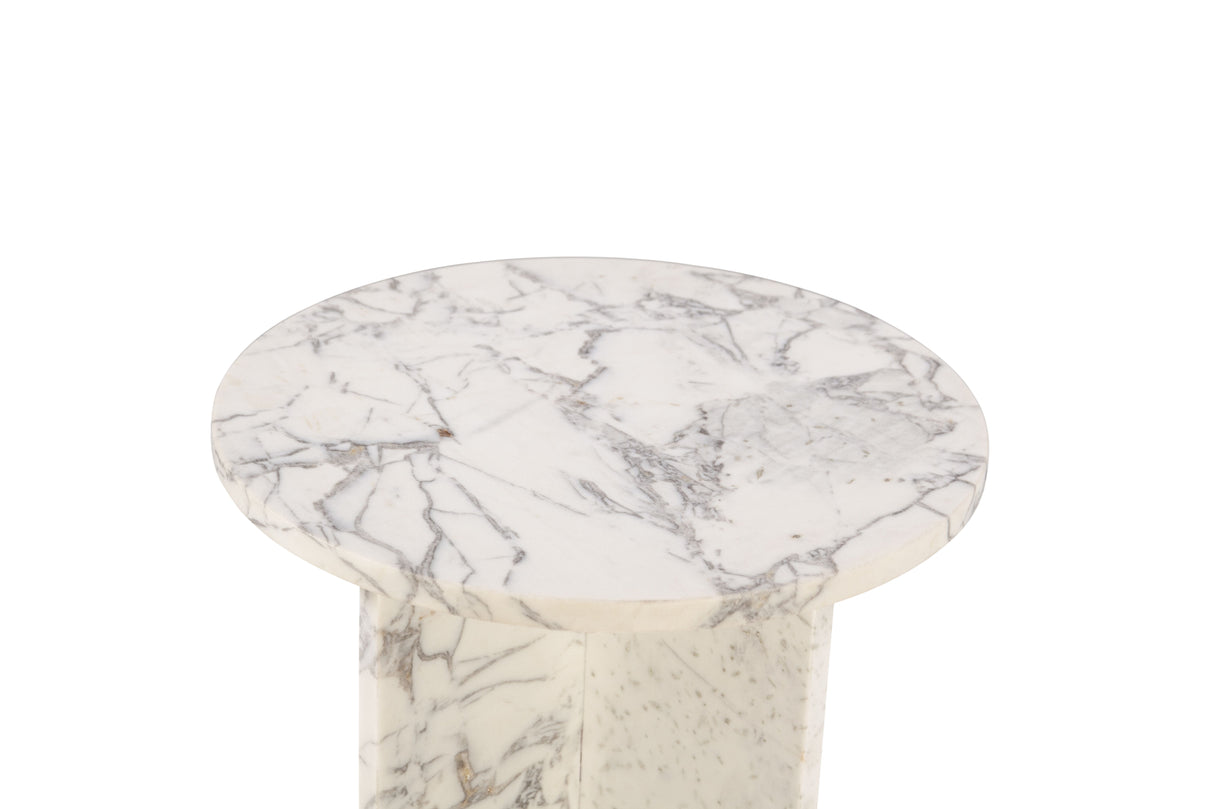 Nile 20" Side Table in Alabaster Marble from Home Trends & Design - Luna Furniture