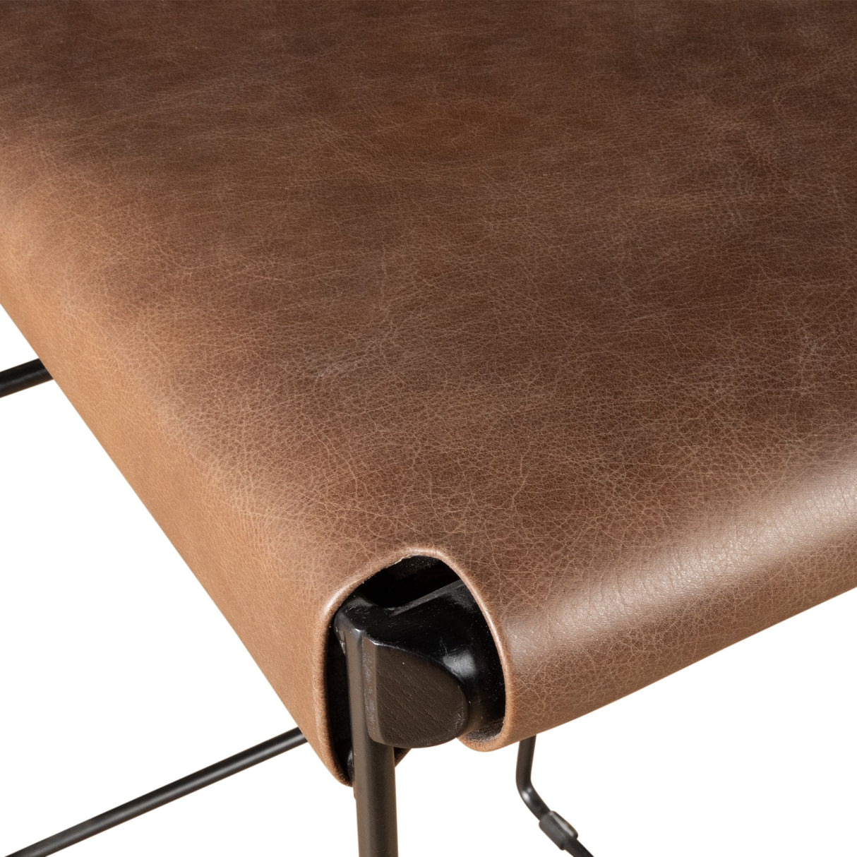 New York 18" Bar Chair in Brown Buffalo Leather and Iron from Home Trends & Design - Luna Furniture