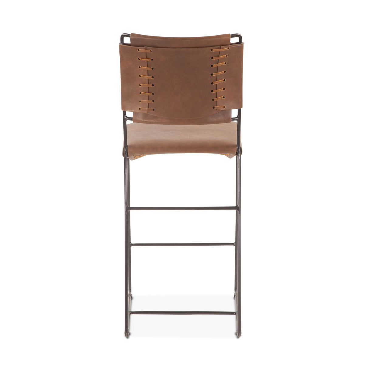 New York 18" Counter Chair in Brown Buffalo Leather and Iron from Home Trends & Design - Luna Furniture