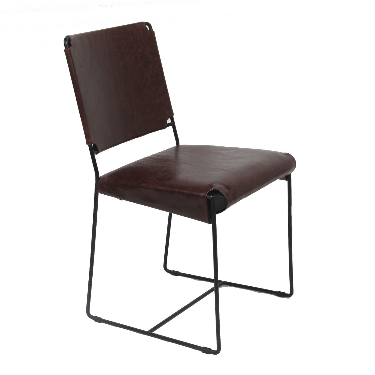 New York 18" Dining Chair in Chocolate Leather and Iron, Set of 2 from Home Trends & Design - Luna Furniture
