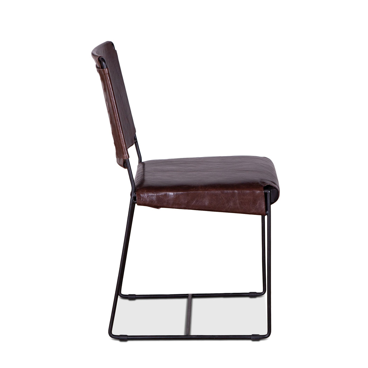 New York 18" Dining Chair in Chocolate Leather and Iron, Set of 2 from Home Trends & Design - Luna Furniture