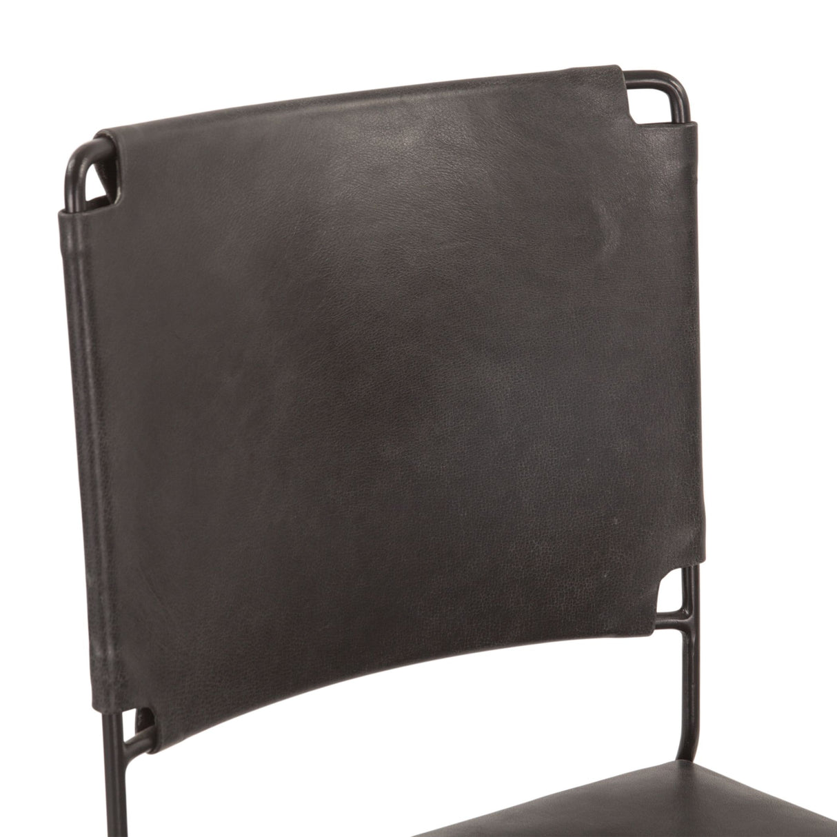 New York 18" Dining Chair in Black Buffalo Leather and Iron, Set of 2 from Home Trends & Design - Luna Furniture