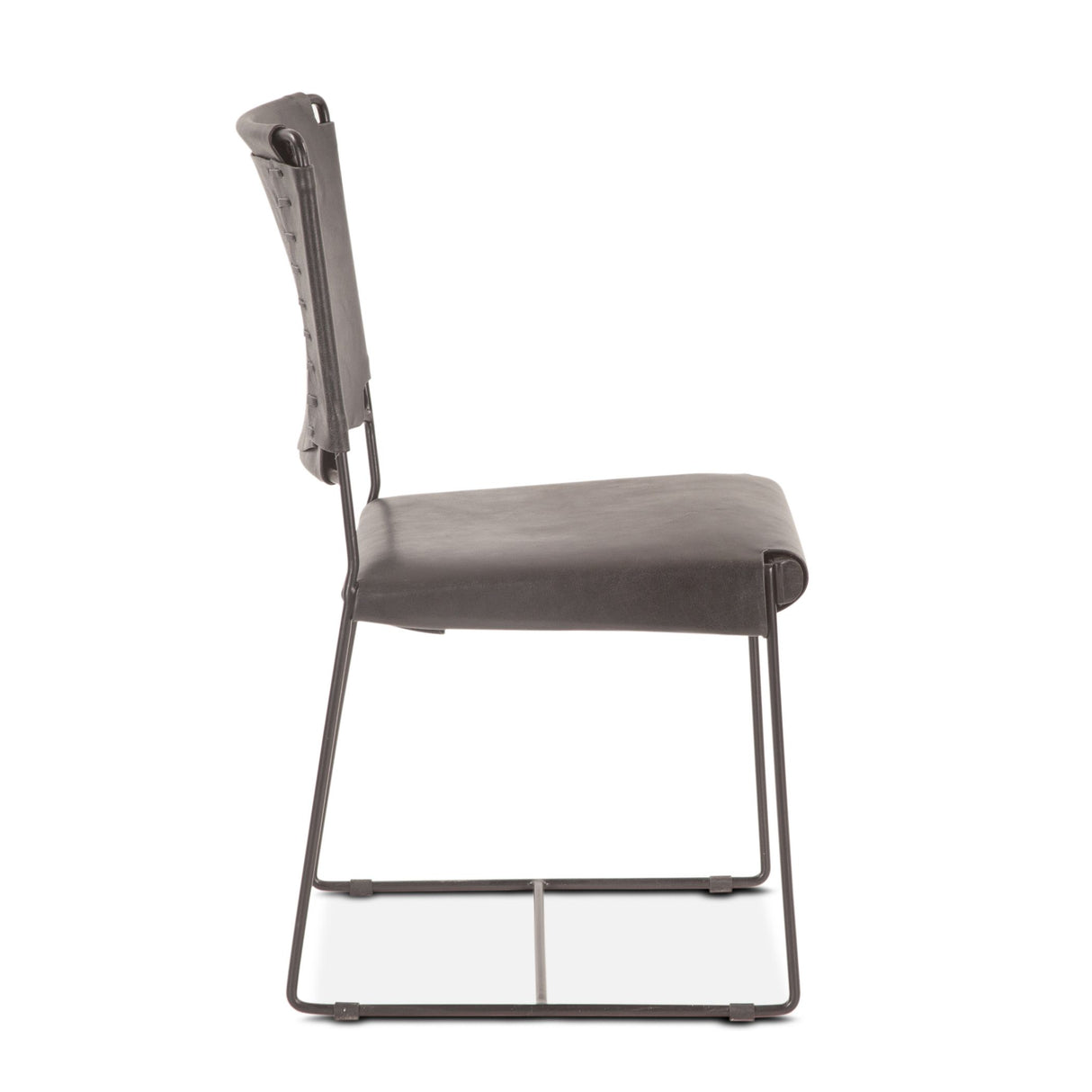 New York 18" Dining Chair in Black Buffalo Leather and Iron, Set of 2 from Home Trends & Design - Luna Furniture