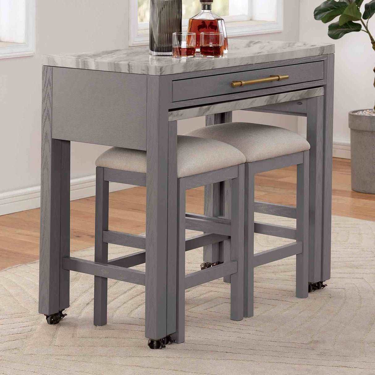 Whitehall White/Light Gray Counter Ht. Table from Furniture of America - Luna Furniture