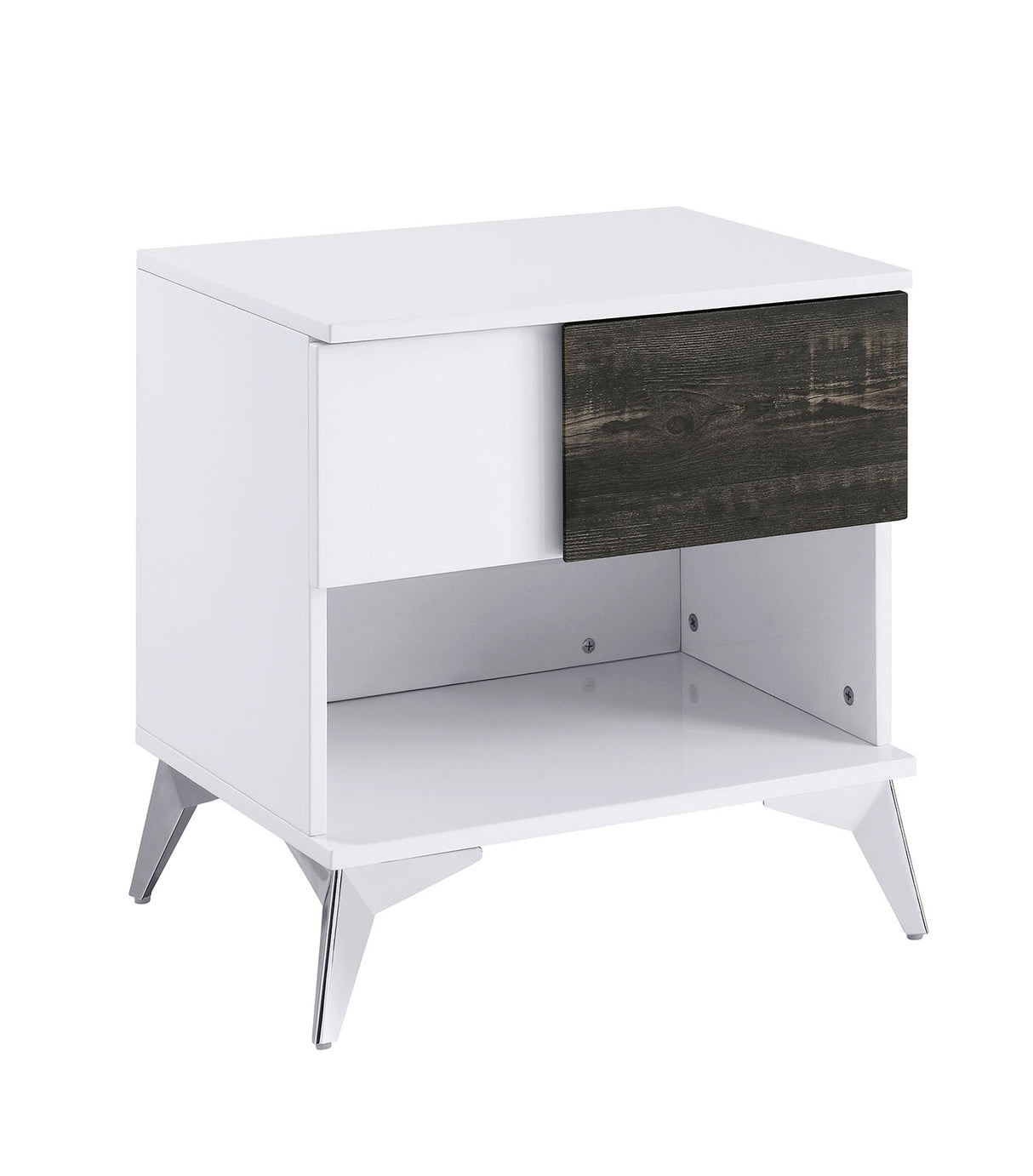 Corinne White/Distressed Dark Oak End Table from Furniture of America - Luna Furniture