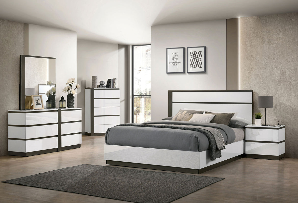 Birsfelden White/Metallic Gray California King Bed from Furniture of America - Luna Furniture