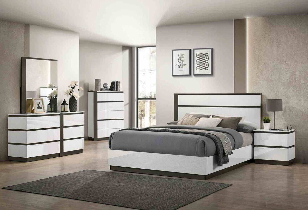 Birsfelden White/Metallic Gray Night Stand from Furniture of America - Luna Furniture