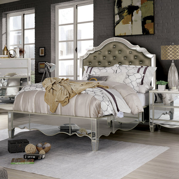 Eliora Silver Button Tufted Queen Bed