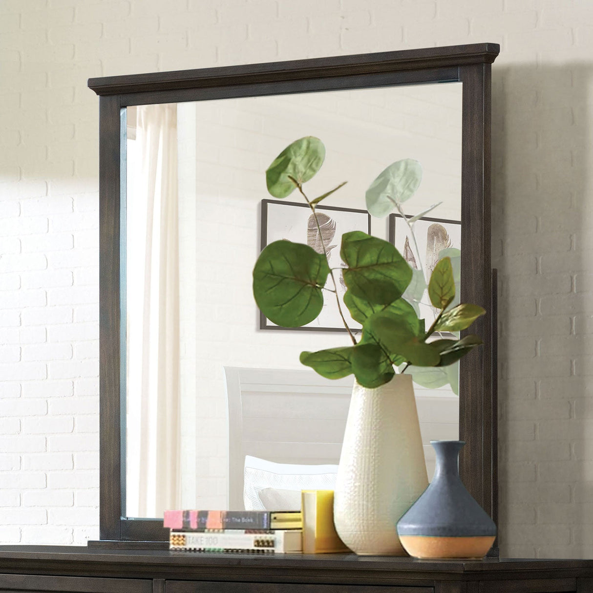 Alaina Walnut Mirror (Mirror Only) from Furniture of America - Luna Furniture