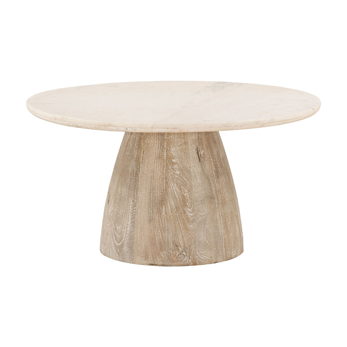 Palm Springs 36" Coffee Table with White Marble and Whitewash Modern Base from Home Trends & Design - Luna Furniture