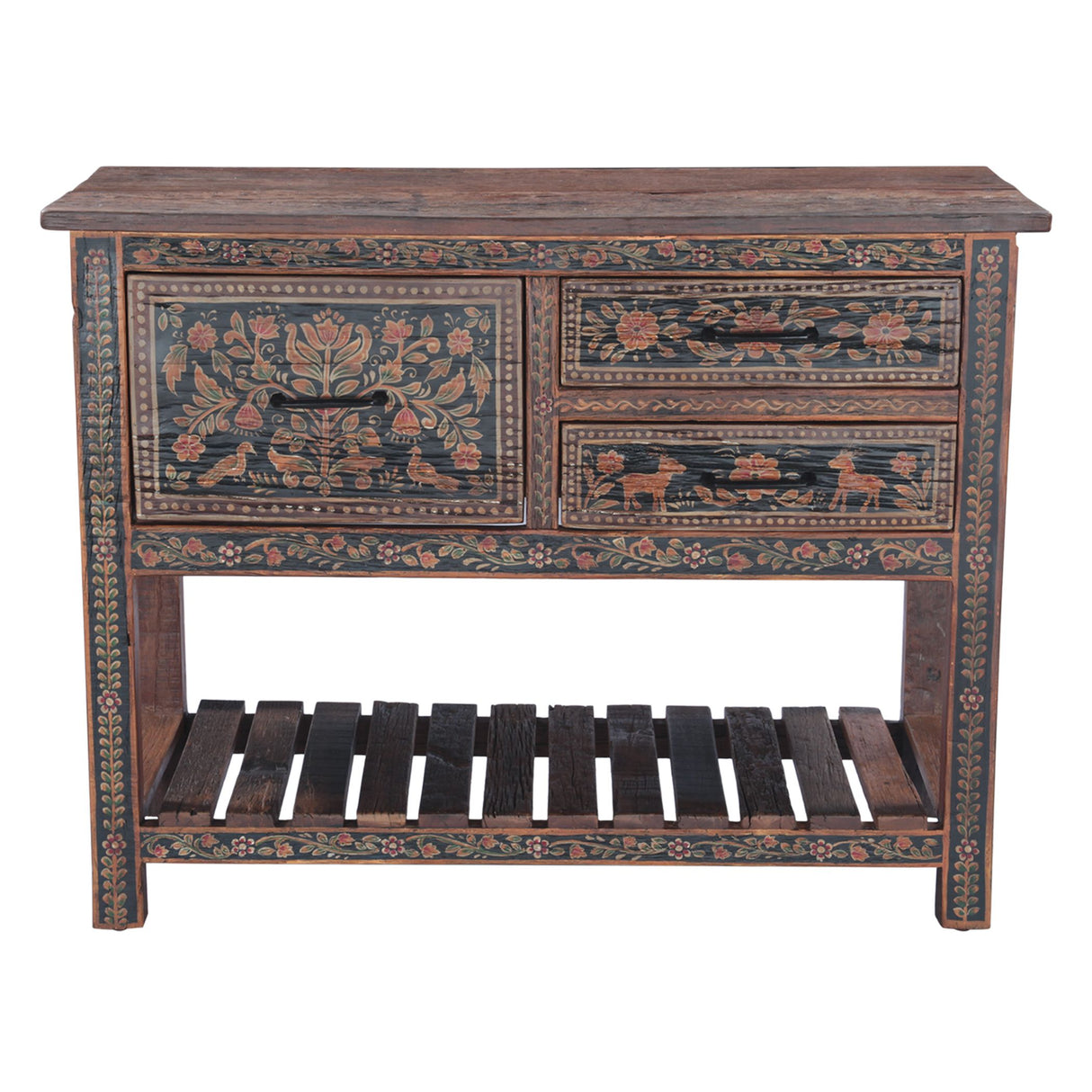 Rustic Roots 47" Hand Painted Console Table with Three Drawers