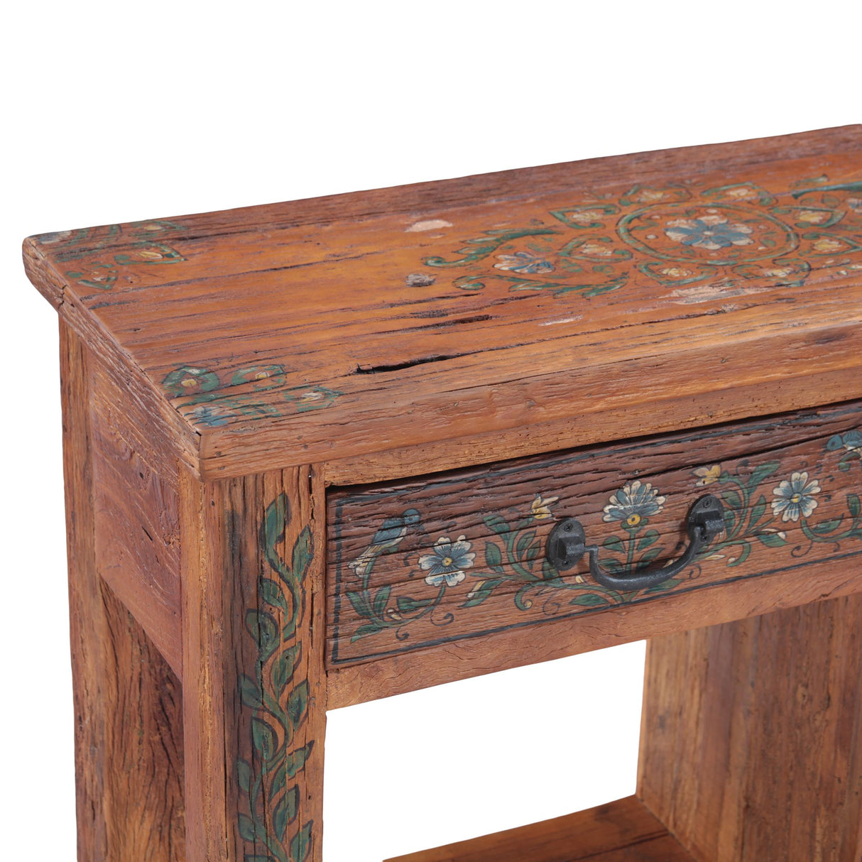 Rustic Roots 36" Hand Painted Console Table with Four Drawers