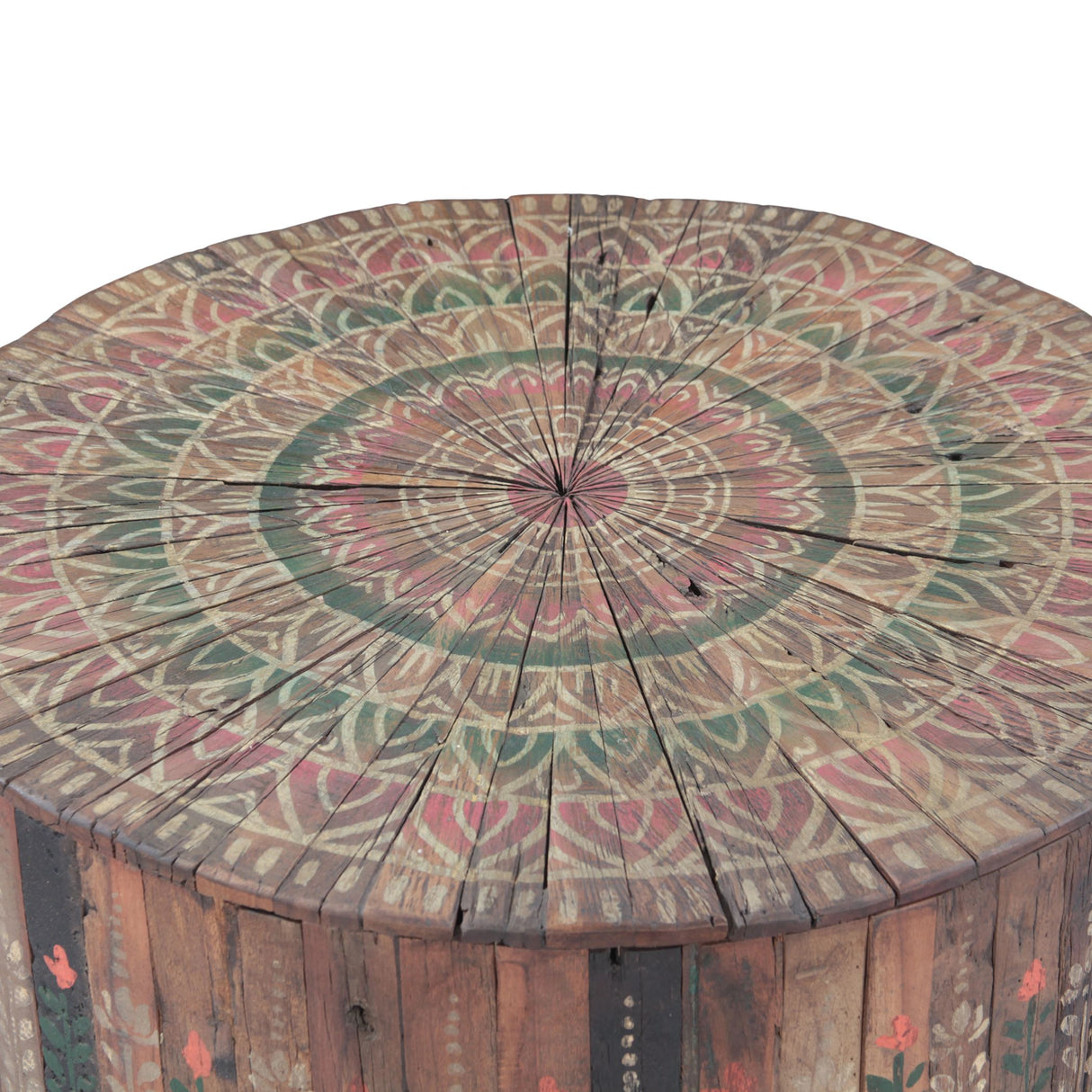 Rustic Roots 32" Hand Painted Round Coffee Table with Storage Drawer