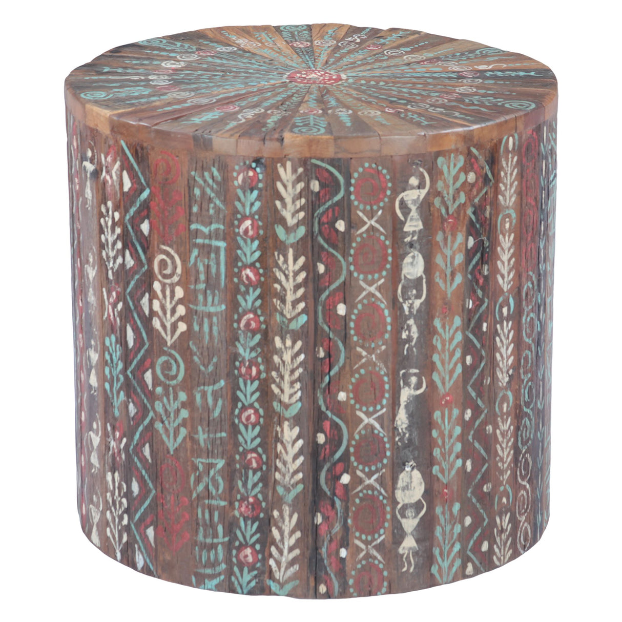 Rustic Roots 20" Hand Painted Round Side Table