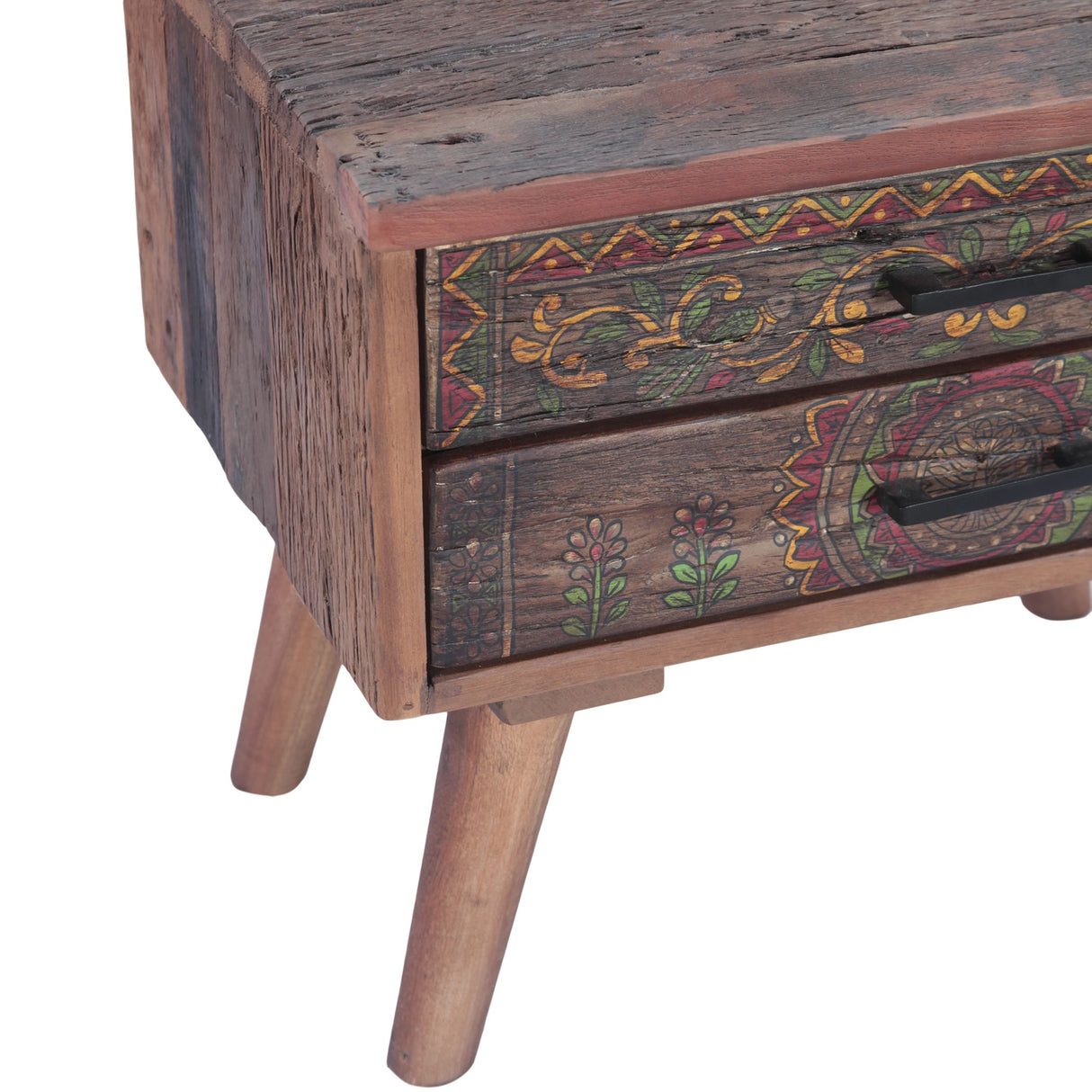 Rustic Roots 22" Hand Painted Square Side Table with Two Drawers from Home Trends & Design - Luna Furniture