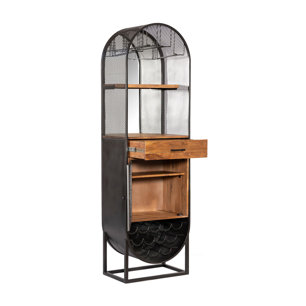 Roswell 23" Bar Cabinet in Natural Mango Wood and Iron from Home Trends & Design - Luna Furniture