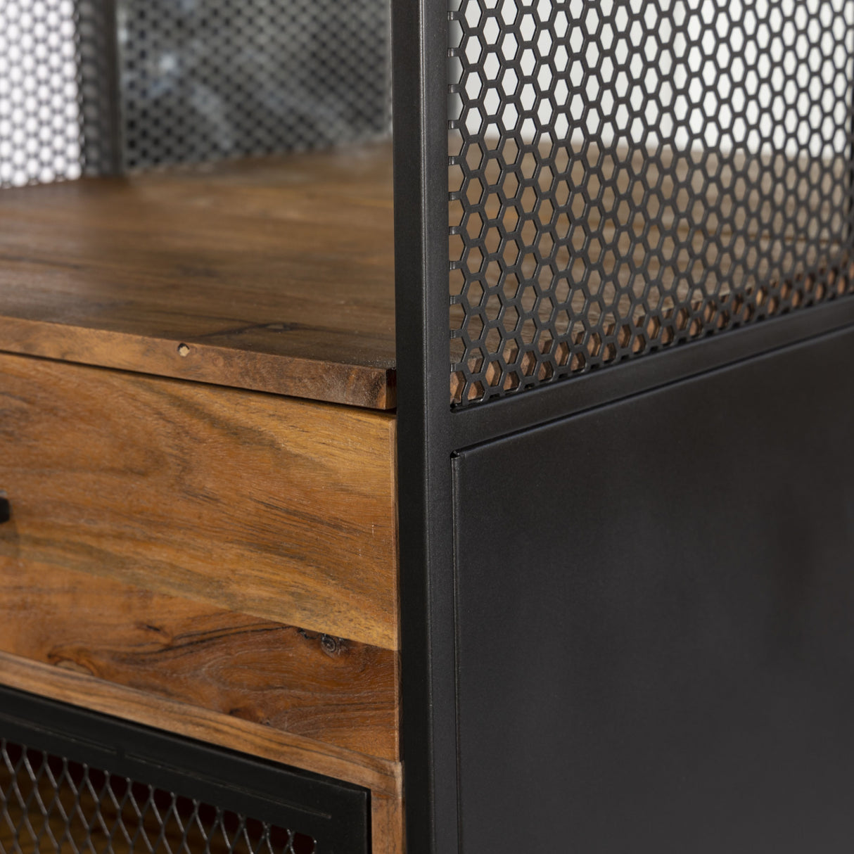 Roswell 23" Bar Cabinet in Natural Mango Wood and Iron from Home Trends & Design - Luna Furniture