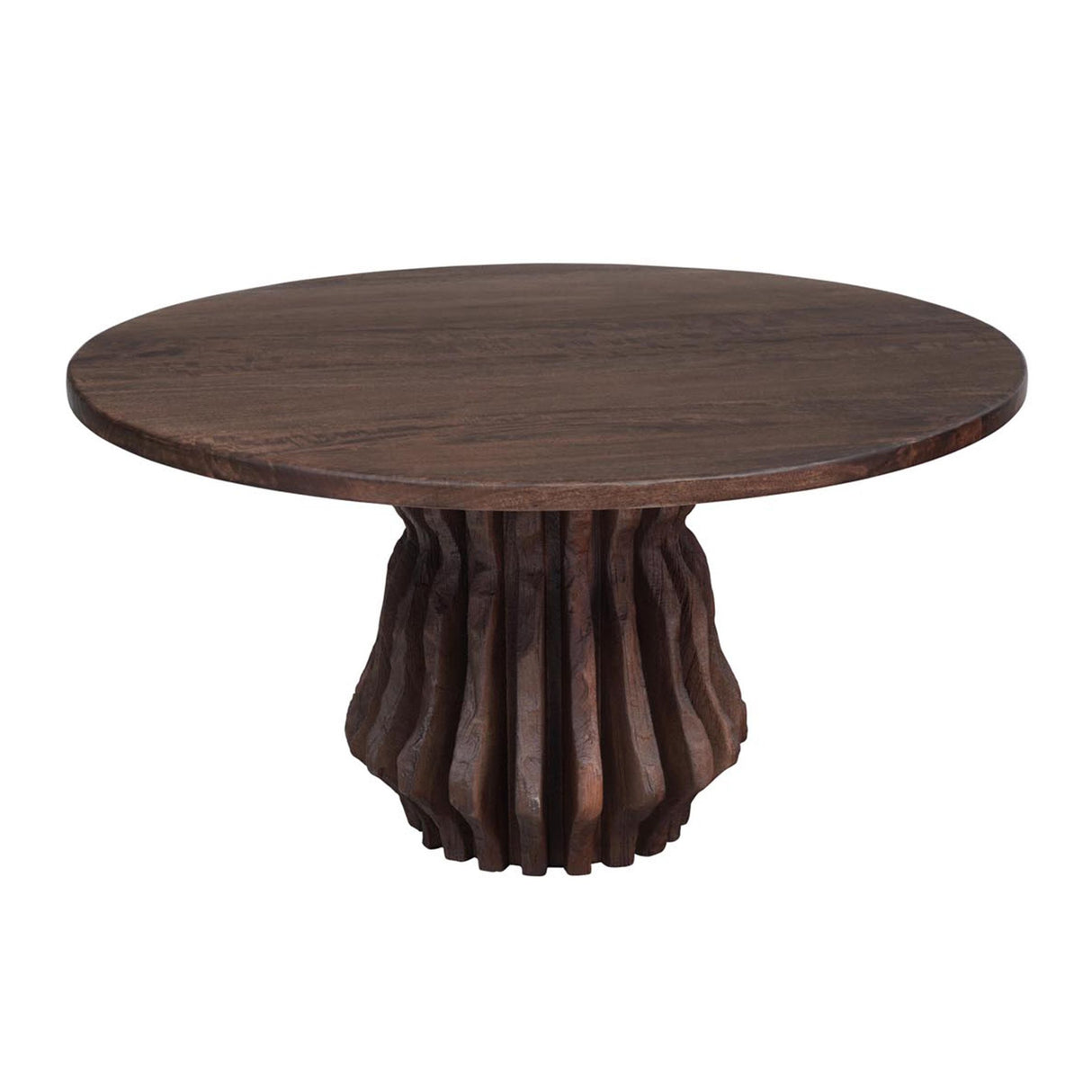 San Juan Royal Brown 54" Round Dining Table with Live Edge Sculptural Base from Home Trends & Design - Luna Furniture