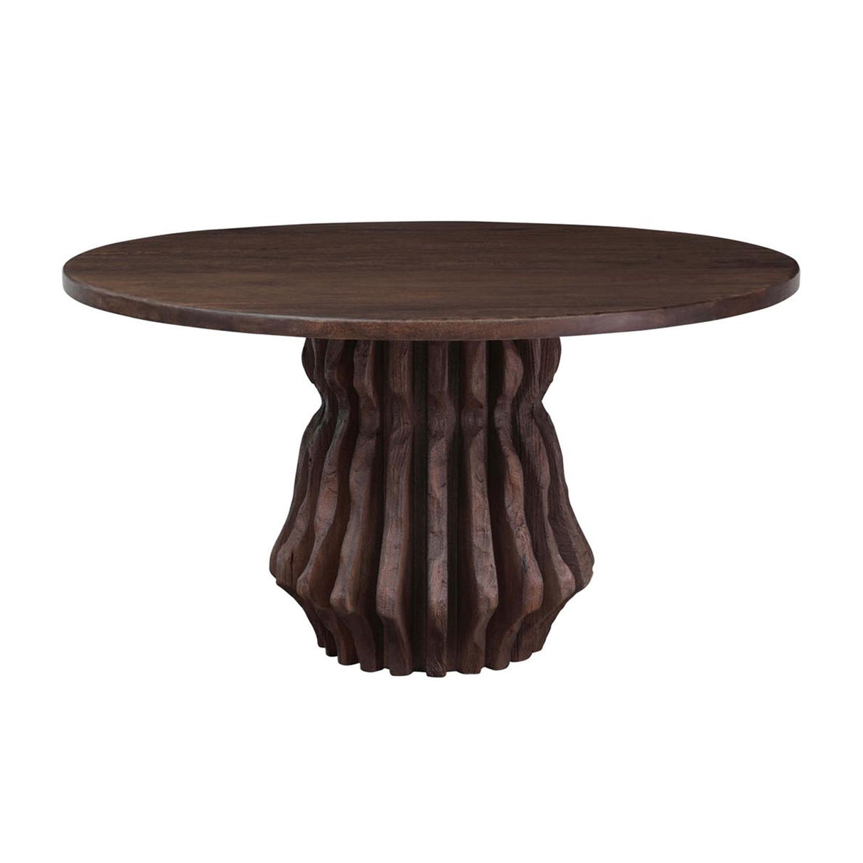San Juan Royal Brown 54" Round Dining Table with Live Edge Sculptural Base from Home Trends & Design - Luna Furniture