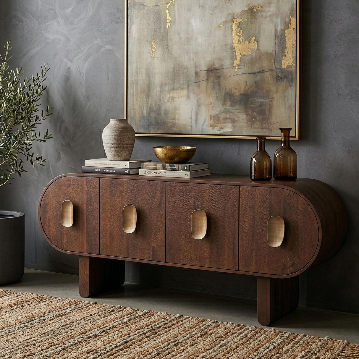 San Juan Royal Brown 75" Four Door Sideboard from Home Trends & Design - Luna Furniture