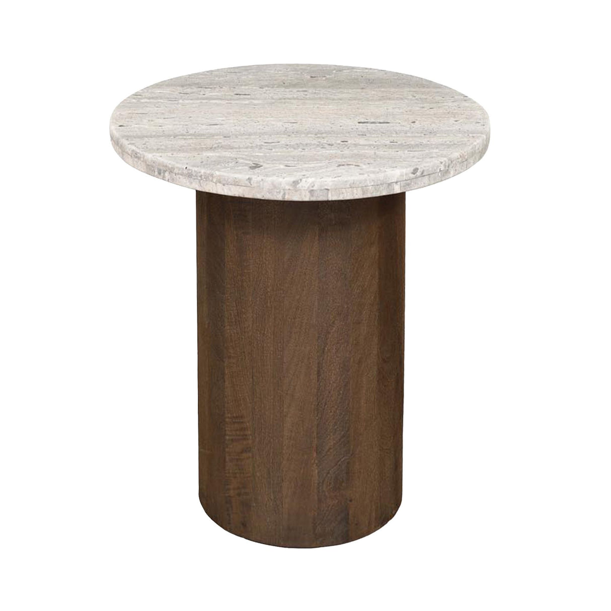 San Juan Royal Brown with Gray Travertine Top 20" Side Table from Home Trends & Design - Luna Furniture