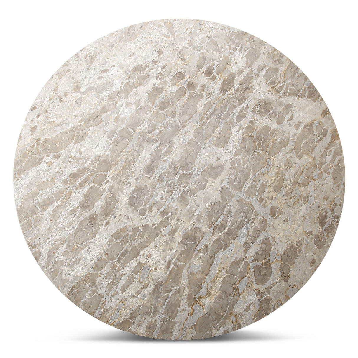 Solomon 54" Round Dining Table with Capri Beige Marble and Natural Mango Base from Home Trends & Design - Luna Furniture