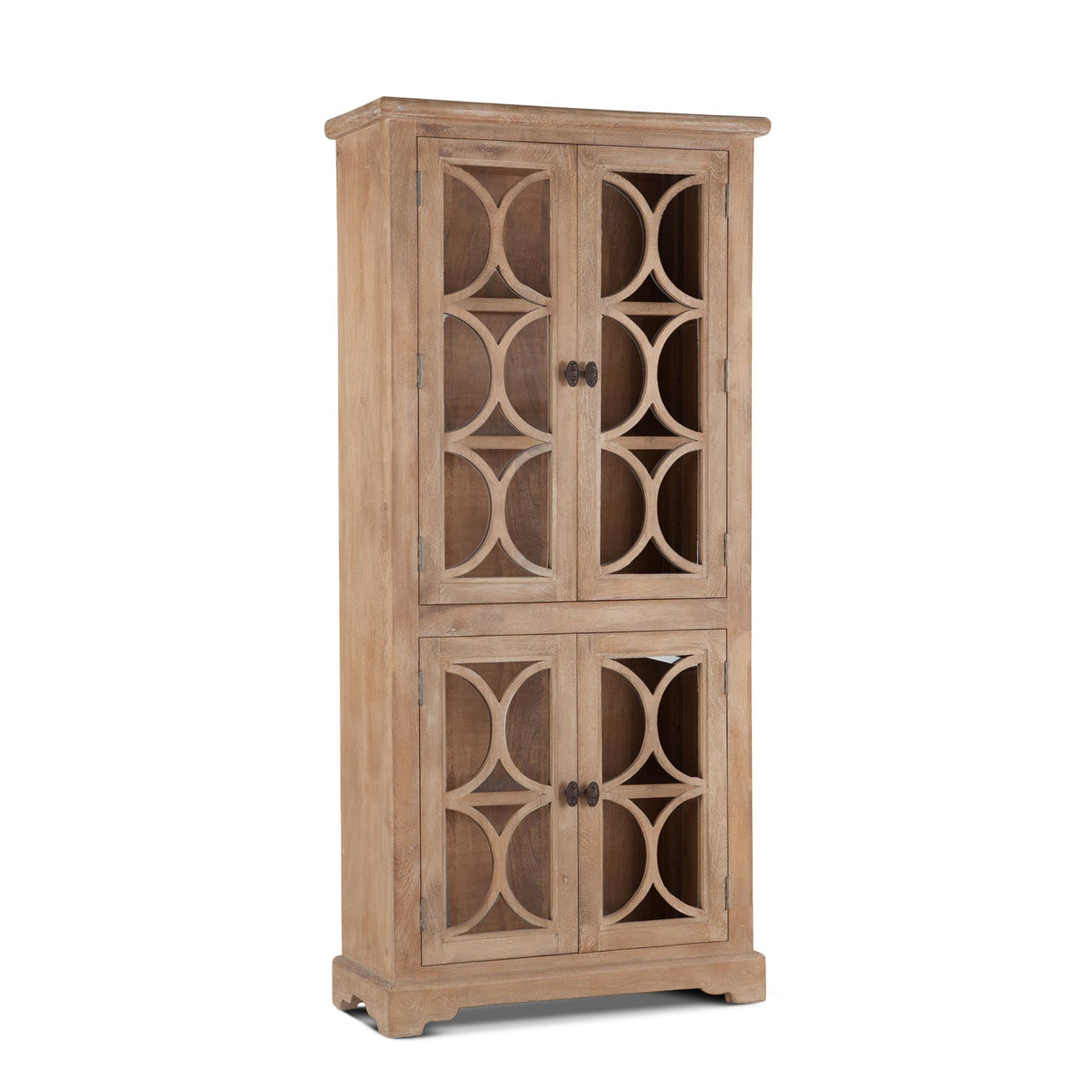 San Rafael 38" Tall Glass Cabinet in Antique Oak from Home Trends & Design - Luna Furniture