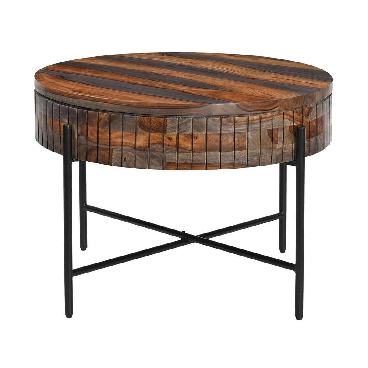 Sierraville 28" Round Coffee Table with Storage in Capri Sheesham from Home Trends & Design - Luna Furniture