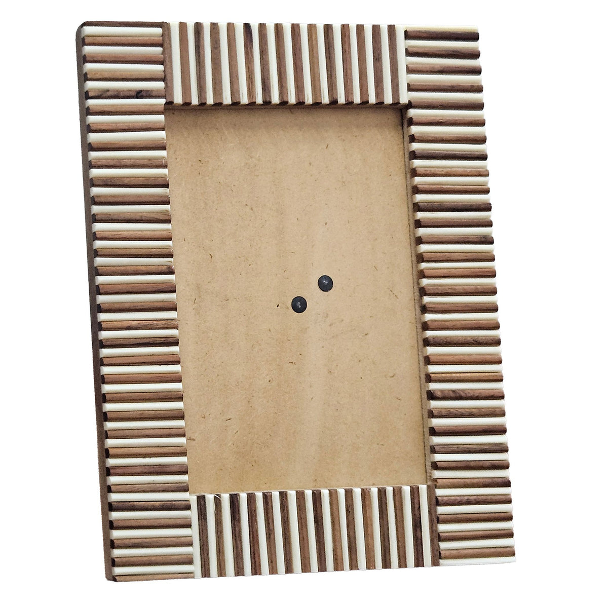 Taara Photo Frame in Brown and White Striped Pattern from Home Trends & Design - Luna Furniture