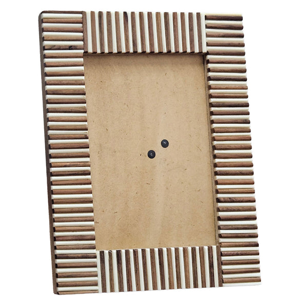 Taara Photo Frame in Brown and White Striped Pattern