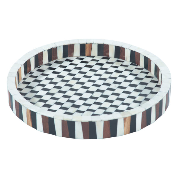 Taara Round Tray in Checkered Pattern