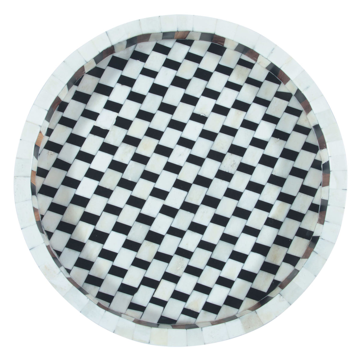 Taara Round Tray in Checkered Pattern from Home Trends & Design - Luna Furniture