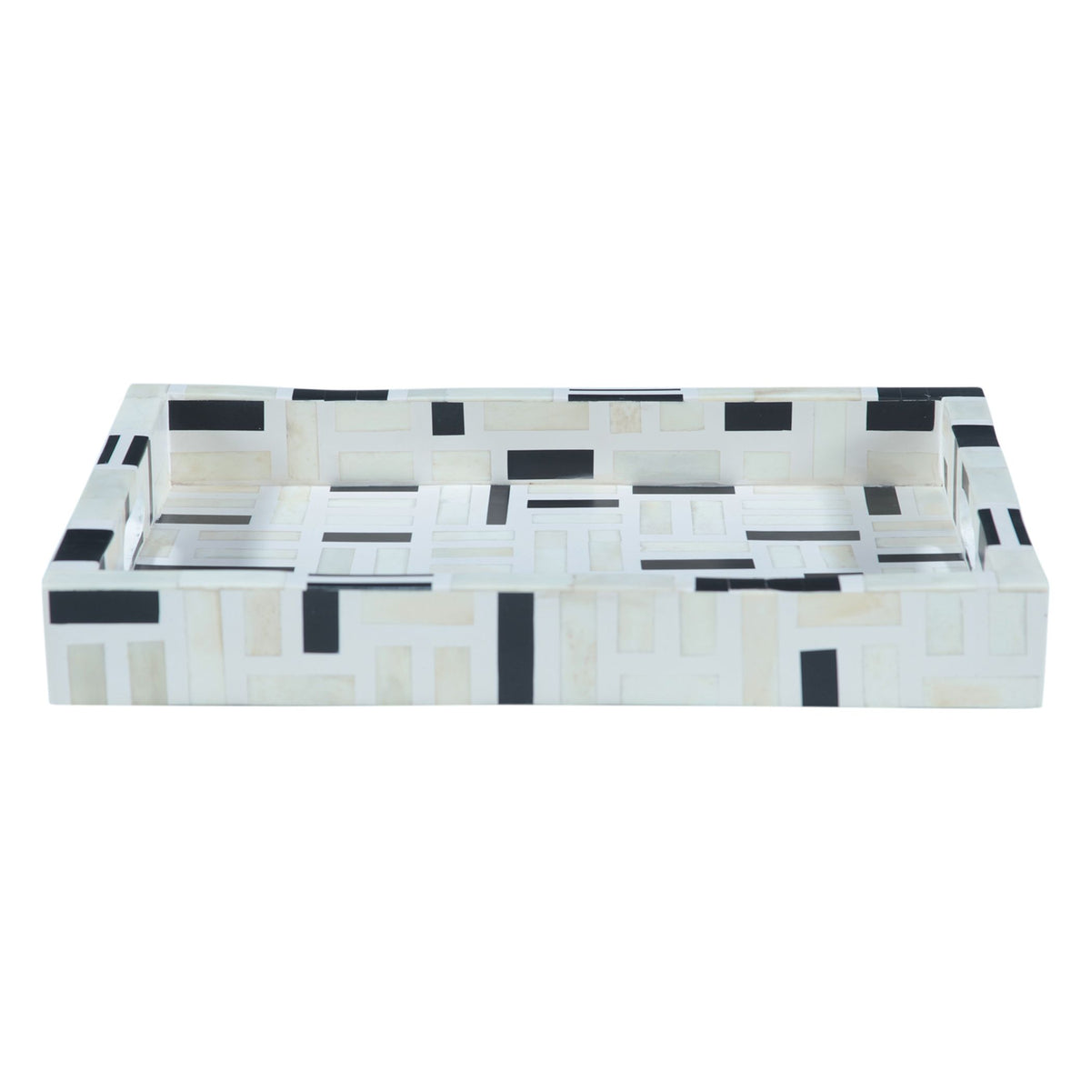 Taara Rectangular Tray in Black and White Pattern from Home Trends & Design - Luna Furniture