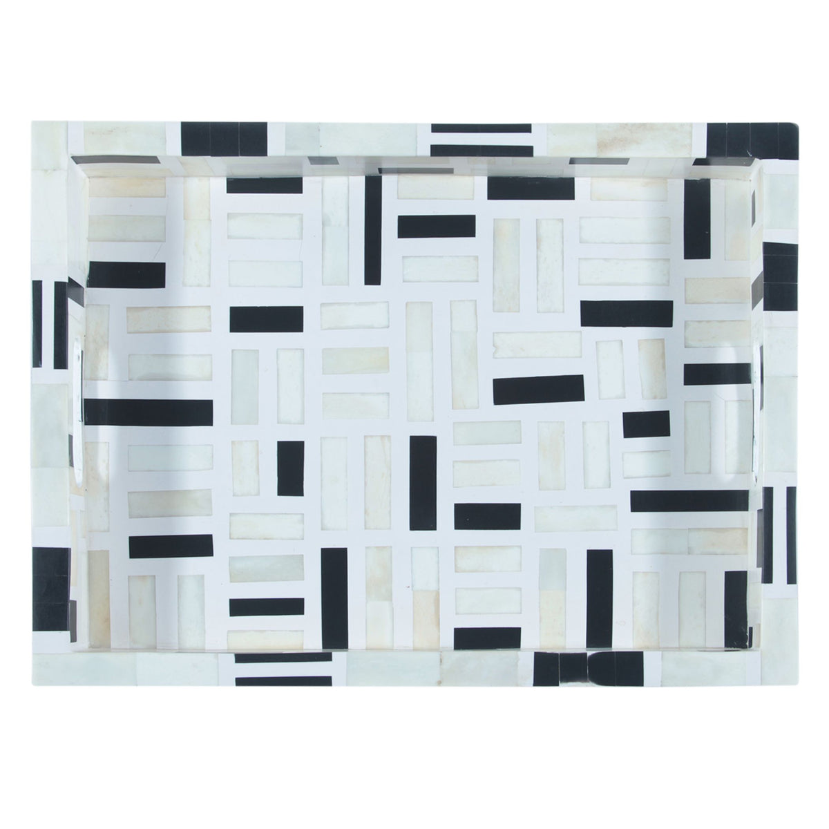 Taara Rectangular Tray in Black and White Pattern from Home Trends & Design - Luna Furniture